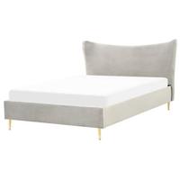 Beliani - CHALEIX - Tweepersoonsbed - Grijs - 160 x 200 cm - Fluweel