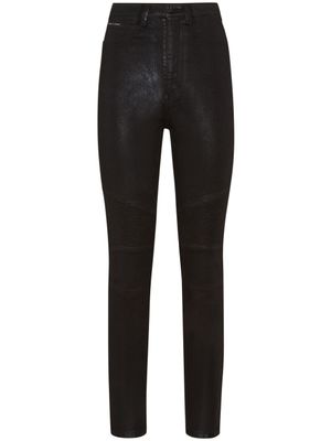 Philipp Plein jean taille-haute à patch logo - Noir