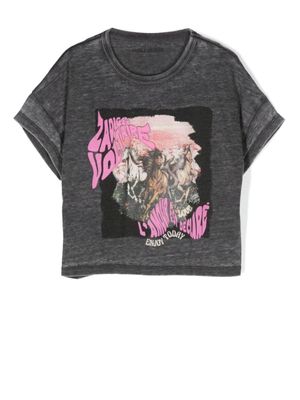 Zadig & Voltaire Kids t-shirt en coton à imprimé graphique - Gris