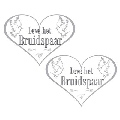 Folat Deurbord bruidspaar - 2x - 47 x 33 cm - karton - huwelijk feest versiering