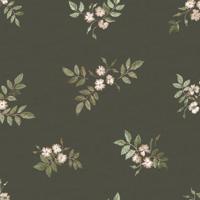 Dutch Wallcoverings Rosenlycka - Rosehip Black - Zwart/Groen