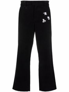 Soulland x Peanuts pantalon droit à broderies - Noir