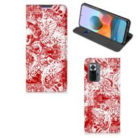 Mobiel BookCase Xiaomi Redmi Note 10 Pro Angel Skull Rood