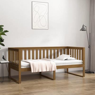 Slaapbank 100 x 200 cm massief grenenhout honingbruin