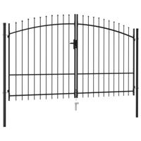 Poort met puntige bovenkant dubbel 3x1,75 m staal zwart