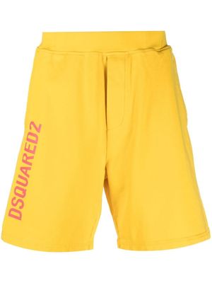 DSQUARED2 short en coton à logo imprimé - Jaune
