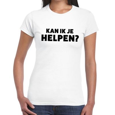 Kan ik je helpen beurs/evenementen t-shirt wit dames