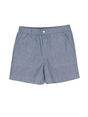 Moncler Enfant short en jean à patch logo - Bleu