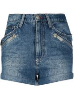 Philipp Plein short en jean à poches multiples - Bleu - thumbnail