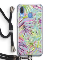 Tropical Palms Blue: Samsung Galaxy A40 Transparant Hoesje met koord