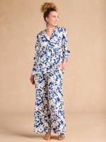 Ruime zwangerschapsbroek met bloemenprint ENVIE DE FRAISE met band koningsblauw