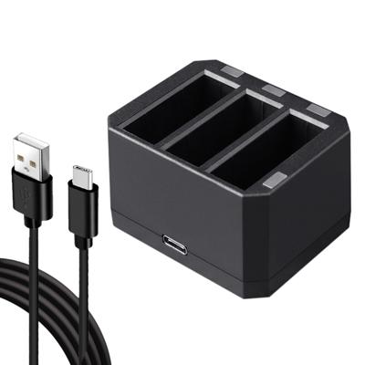 USB Triple batterijen lader met LED-indicatielampje voor DJI OSMO-actie (zwart)