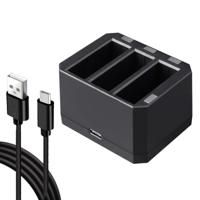 USB Triple batterijen lader met LED-indicatielampje voor DJI OSMO-actie (zwart)