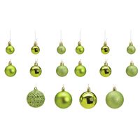 50x stuks kunststof kerstballen lime groen 3, 4 en 6 cm - thumbnail