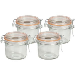 Voorraadpot/bewaarpot - 4x - 200 ml - glas - met beugelsluiting - D8 x H8 cm