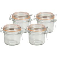 Voorraadpot/bewaarpot - 4x - 200 ml - glas - met beugelsluiting - D8 x H8 cm