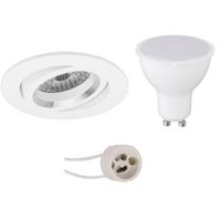 LED Spot Set - Aigi - Pragmi Aerony Pro - GU10 Fitting - Inbouw Rond - Mat Wit - 6W - Warm Wit 3000K - Kantelbaar - Ø82mm - thumbnail