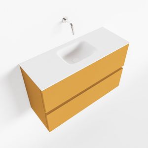 Toiletmeubel Mondiaz Ada | 80 cm | Meubelkleur Ocher | Lex wastafel Talc Midden | Zonder kraangat