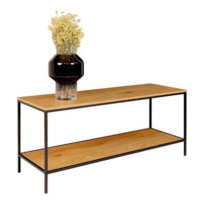 Van der Meer - TV-tafel - zwart - staal en eikenhout - 100x36x45 cm