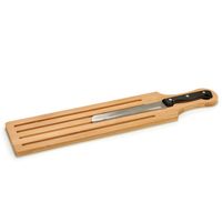 Bamboe houten broodplank/snijplank/serveerplank met mes 50 x 10 cm - Snijplanken - thumbnail