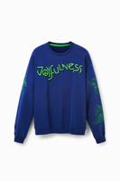 Oversized sweatshirt met "Joyfulness" - BLUE - L - thumbnail