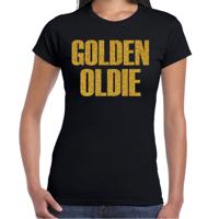 Verkleed T-shirt dames - golden oldie - zwart - glitter goud - themafeest fout/goud/stout Verkleed T-shirt dames - golden oldie - zwart - glitter goud - themafeest fout/goud/stout