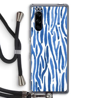 Blauwe nerven: Sony Xperia 5 Transparant Hoesje met koord