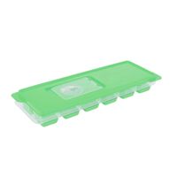 Tray met ijsklontjes/ijsblokjes vormpjes 12 vakjes kunststof groen met afsluitdeksel - IJsblokjesvormen - thumbnail