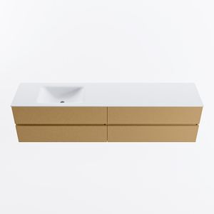 MONDIAZ VICA 200cm badmeubel onderkast Oro 4 lades. Wastafel CLOUD links 1 kraangat, kleur Talc.