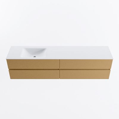 MONDIAZ VICA 200cm badmeubel onderkast Oro 4 lades. Wastafel CLOUD links 1 kraangat, kleur Talc.
