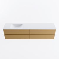 MONDIAZ VICA 200cm badmeubel onderkast Oro 4 lades. Wastafel CLOUD links 1 kraangat, kleur Talc.