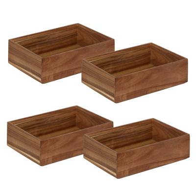 Bestekbak/keuken organizer - 4x - 1 vaks - Smart Desk serie - acacia hout - 15 x 23 x 7 cm