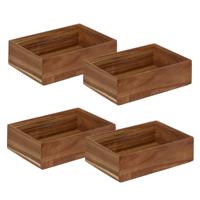 Bestekbak/keuken organizer - 4x - 1 vaks - Smart Desk serie - acacia hout - 15 x 23 x 7 cm