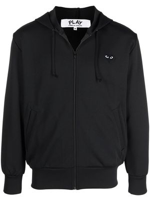 Comme Des Garçons Play hoodie zippé à logo imprimé - Noir
