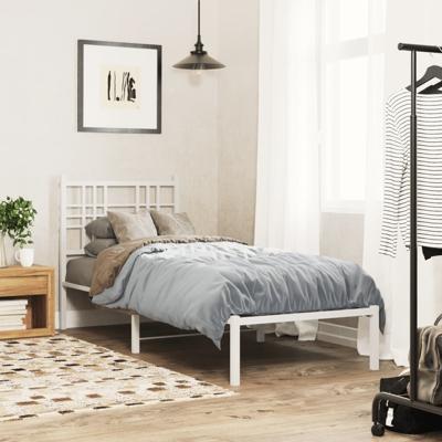 Bedframe met hoofdbord zonder matras metaal wit 75x190 cm
