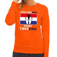 Oranje Stop thinking start twerking sweater dames - thumbnail