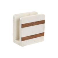 Servethouder Home ESPRIT Wit Natuurlijk Acacia 12,7 X 7 X 12,7 CM - thumbnail