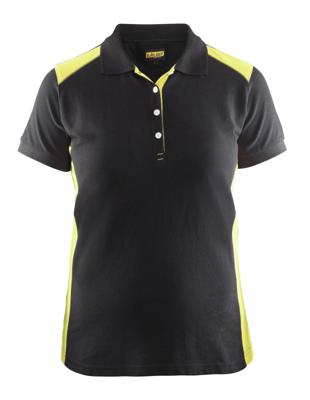Blåkläder Dames poloshirt piqué 33901050 | Zwart/High-Vis Geel | Maat M - 7330509588154