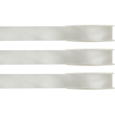 Hobby/decoratie satijnen lint - 3x - ivoorwit - 1 cm x 25 meter - cadeauverpakking - polyester