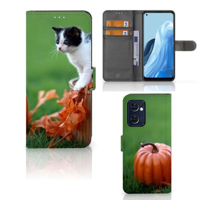 OPPO Find X5 Lite | Reno 7 5G | Telefoonhoesje | Met pasjeshouder | Kitten