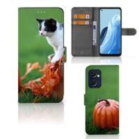 OPPO Find X5 Lite | Reno 7 5G | Telefoonhoesje | Met pasjeshouder | Kitten