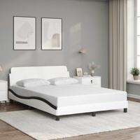 Bedframe "Dover" kunstleer wit en zwart 140x190 cm