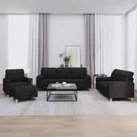 4-delige Loungeset met kussens stof zwart