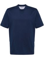 Brunello Cucinelli t-shirt en coton à col v - Bleu