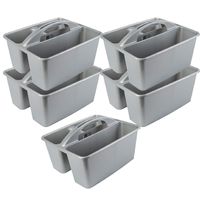 Set van 5x stuks grijze opbergbox/opbergdoos mand met handvat 6 liter kunststof