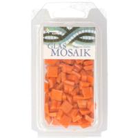 Glorex mozaiek steentjes/tegeltjes - vierkant - 140x stuks - oranje - 1 x 1 cm