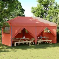 Partytent inklapbaar pop-up met 4 zijwanden terracottakleurig - thumbnail