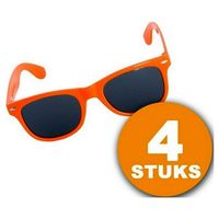 Oranje Feestbril 4 stuks Oranje Bril ""Blues"" Feestkleding EK/WK Voetbal Oranje Versiering Versierpakket Nederlands
