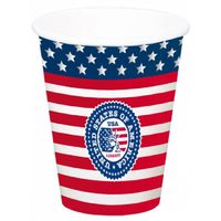 Amerikaans thema party kartonnen bekers 8 stuks van 700 ml - Feestbekertjes