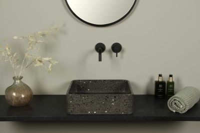 Wasbak terrazzo, waskom donker terrazzo, vierkant 39*12 cm TRZ-502dt